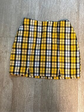 HOLLISTER ULTRA HIGHRISE MINI PLAID YELLOW SKIRT SIZE M